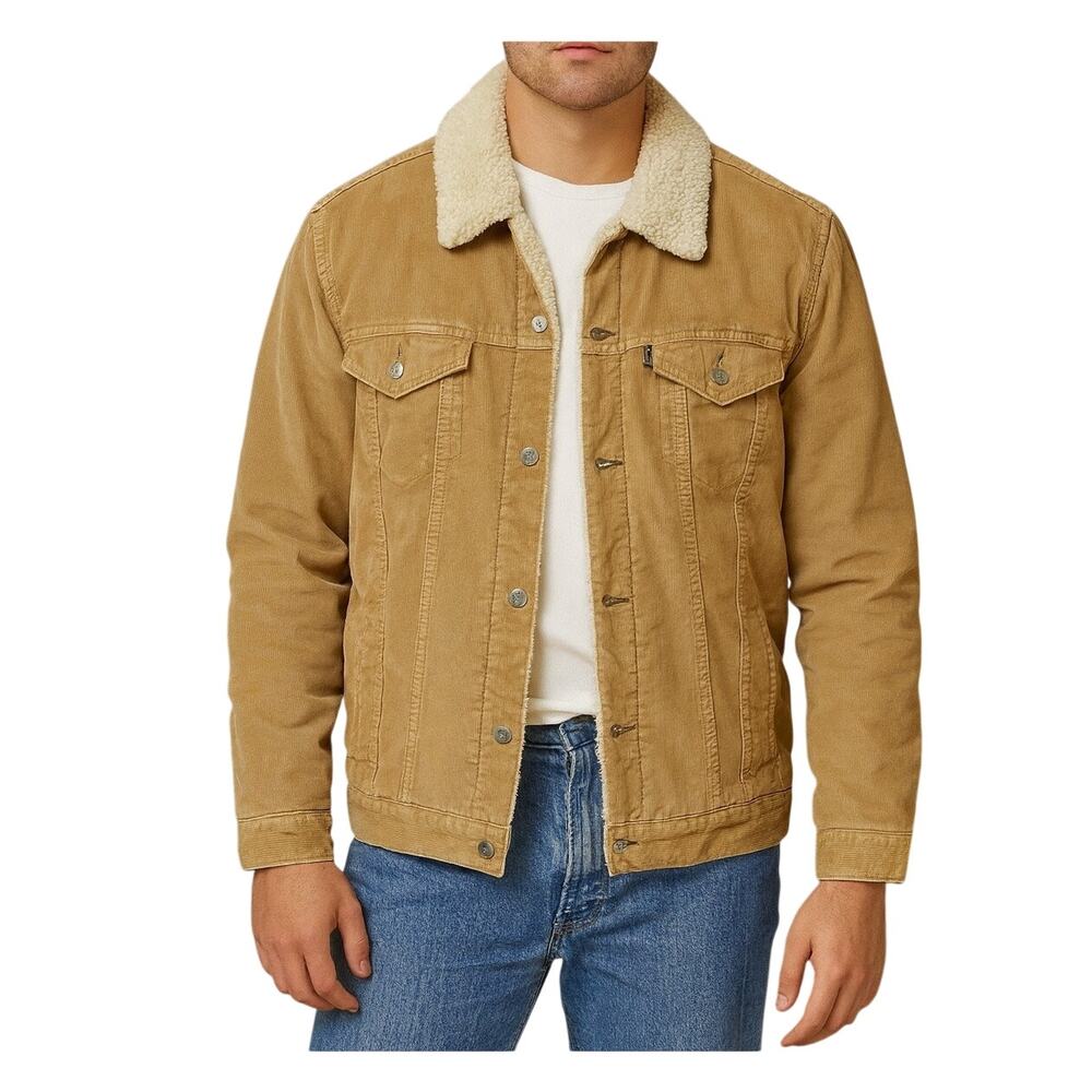 Vintage‎ GAP Y2K Corduroy Sherpa Lined Type 3 Trucker Jacket XXL Tan Casual Coat